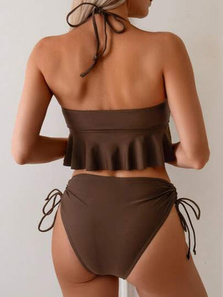 طقم تانكيني حريمي Swim Chiccia بيكيني ومحصول معدني ذو موحد اللون، مجموعة ملابس سباحة مكونة من قطعتين، طراز شاطئ/عطلات، ربيع/صيف