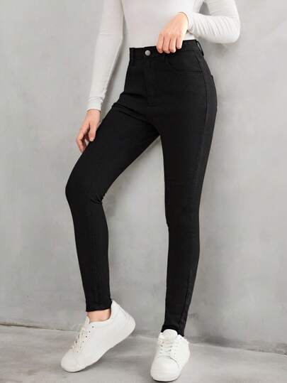 SHEIN بنطلون جينز عاري الكاحل للبنات المراهقات الربيع/الصيف العارض
