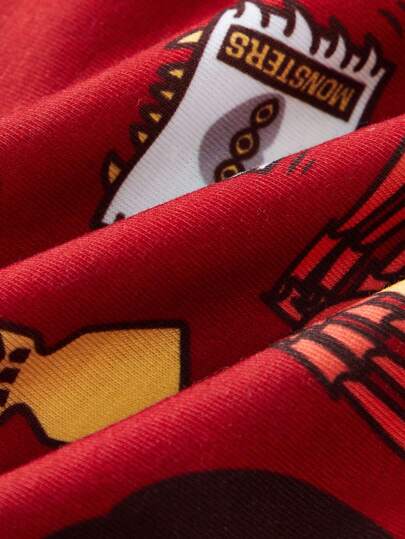 بيجاما HARRY POTTER X  مجموعة بيجامات فتاة مراهقة مكونة من ملابس علوية كاجوال أبيض بياقة مستديرة وأكمام قصيرة مع بنطال أحمر مقاوم للاشتعال