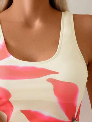 طقم تانكيني حريمي Swim Lushoire مجموعة بكاميول وأوشحة صيفية للنساء ٢ قطعة ، بدلة سباحة شبكية مطبوعة بالزهور لشاطئ السباحة