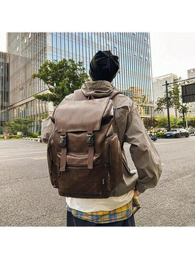 حقيبة ظهر متعددة الوظائف من الطراز القديم للرجال ، حقيبة سفر خارجية ، حقيبة ظهر وظيفية شنطه جامعه شنط جامعات شنطة ظهر للسفر حقيبه جامعه
