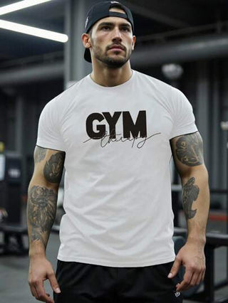 Sport MetroGents قميص رياضي قصير الأكمام طباعة نمط ياقة مستديرة للرجال للاستخدام اليومي الكاجوال