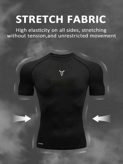 Manfinity Sport Corelite بدلة رياضية رجالية قطعتين، ملابس علوية كم قصير وشورت بسحاب، بدلة رياضية للياقة البدنية والخارجية والعمل الخفيف، ملابس علوية تنفس للصالة الرياضية، بدلة ضاغطة