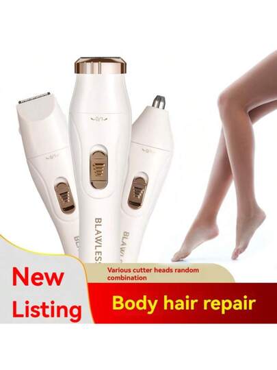 مجموعة 3 في 1 من جهاز إزالة الشعر الكهربائي للنساء - ماكينة تشذيب الوجه القابلة للشحن عبر منفذ USB، ماكينة تشذيب شعر الأنف، جهاز إزالة الشعر الكامل للجسم، هدية إزالة شعر للنساء، بطارية ليثيوم 150 مللي أمبير في الساعة