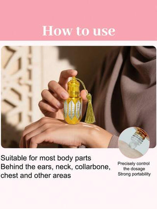 زيت عطر فرموني للنساء بحجم 10 مل / 0.34 أونصة سائلة ، عطر مغري ، تصميم حبل ذهبي محمول ، ضروري يومي وللسفر ، مستلزم صيفي ، هدية مثالية لموسم عيد الميلاد / التخرج