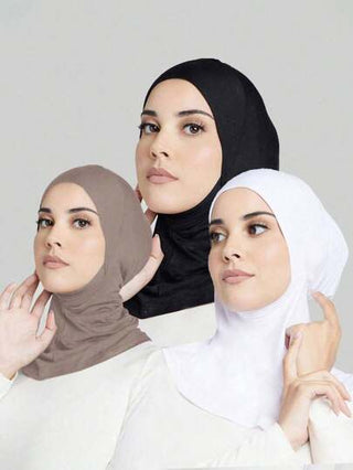 مجموعة موضة نسائية مكونة من 3 قطع شاملة: غطاء ذقن مرن، حجاب، ووشاح رأس، مناسبة للاستخدام اليومي، مع عباءة