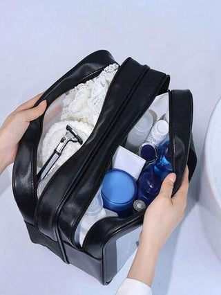 1/3 حقيبة أدوات التجميل مزدوجة الطبقة من البولي فينيل كلورايد ، حقيبة مكياج للسفر الصيفي ، حقيبة تخزين مستحضرات التجميل ، حقيبة تخزين متعددة الطبقات ، منظم حمام ، حقيبة مكياج سعة كبيرة ، حقيبة يد للسفر من البولي يوريثان ، حقيبة يد بطراز بسيط ، حقيبة...