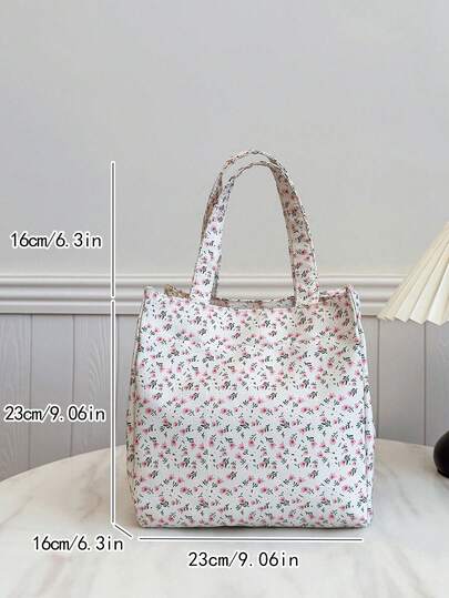 حقيبة غداء محمولة، صندوق غداء عازل للحرارة، حقيبة بنتو، حقيبة عشاء معزولة، حقيبة فاكهة غداء مكثفة وجميلة للطلاب، حقيبة بطبعة نمر وزهور وردية، لوازم مدرسية