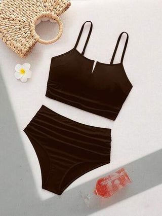 طقم تانكيني حريمي Swim Lushoire 2 مجموعة بدلة سباحة بسيطة لعطلة الربيع، ملابس سباحة نسائية أنيقة وخادعة للكتلة الجسدية