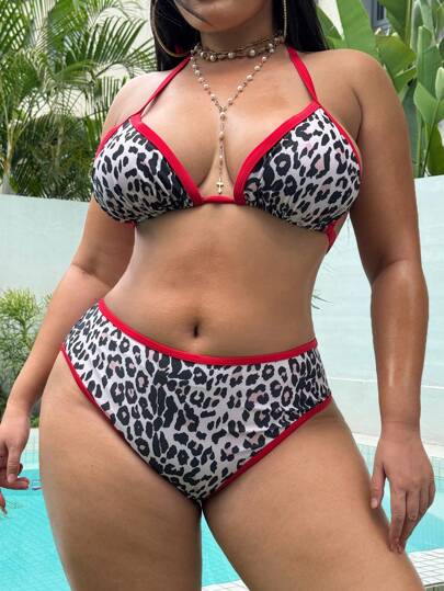 Swim SXY قطعة بيكيني مقاسات كبيرة للنساء ذات طبعة نمر للشاطئ