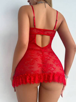 لانجيري حريمي Classic Sexy قطعتان/مجموعة قميص نوم نسائي أحمر من الدانتيل مثير