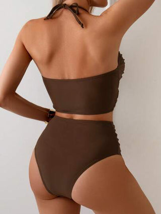 طقم تانكيني حريمي Swim Basics بكيني للنساء من قطعتين موحد اللون مرِّيح وممشق