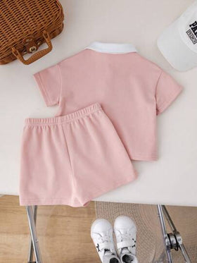 SHEIN Little Byeori مجموعتان من البنطلون والقميص القصير بطبعات حرفية كورية أنيقة للأطفال الصغار الأولاد والبنات لفصلي الربيع والصيف، قصة تناسب المناسبات اليومية
