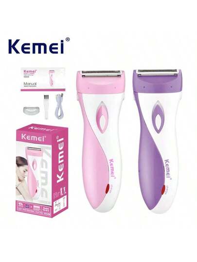 Kemei طقم تجميل 3 في 1، ماكينة حلاقة كهربائية، إبيلاتور للنساء، ماكينة تشذيب اللحية، ماكينة حلاقة كهربائية للمناطق الحساسة والبكيني للنساء، ماكينة تشذيب شعر الجسم بدون ألم، قابلة للشحن عبر USB