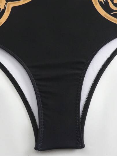 Swim Oasis حلة سباحة قطعة واحدة مطبوعة مزودة بتنورة و بنطلون مشبك ١ مجموعة من 3 قطع ، منتج مناسب للبحر والمنتجعات ، ملابس سباحة كاجوال لفصل الصيف