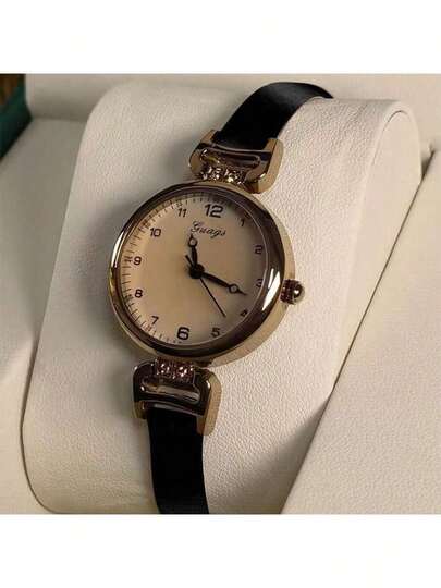 ساعة يد نسائية من الجلد الصناعي، قطر صغير، طراز بريطاني كلاسيكي، ساعة كوارتز فاخرة ذات طابع خاص، مناسبة للارتداء اليومي، قطعة واحدة