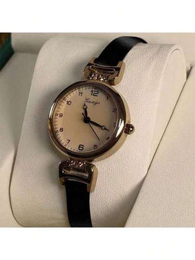 ساعة يد نسائية من الجلد الصناعي، قطر صغير، طراز بريطاني كلاسيكي، ساعة كوارتز فاخرة ذات طابع خاص، مناسبة للارتداء اليومي، قطعة واحدة