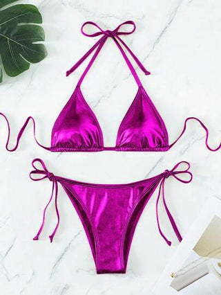طقم تانكيني حريمي Swim SXY بيكيني حلقة العنق بألوان زاهية للنساء