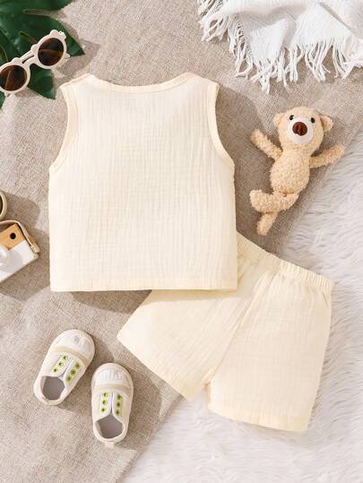 Vintaside Kids مجموعة فستان وشورت للأطفال الرضع والصغار ، قطعتان ، طراز عفوي جميل من قطن ناعم بلون وردي فاتح، بطبعة دب على الفستان ، مناسب للاستخدام اليومي، العطلات، الخروجات ، الصيف
