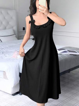SHEIN فستان نوم نسائي أنيق بياقة شريط 3D