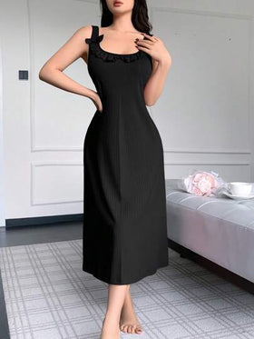 SHEIN فستان نوم نسائي أنيق بياقة شريط 3D