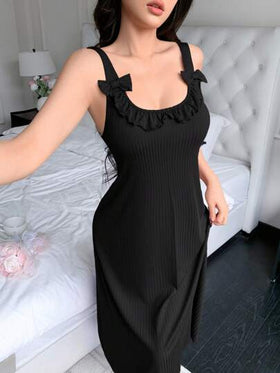 SHEIN فستان نوم نسائي أنيق بياقة شريط 3D