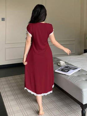 SHEIN ثوب نوم نسائي ذو رقبة عميقة على شكل فرجار، أنيق للصيف