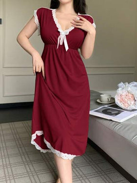 SHEIN ثوب نوم نسائي ذو رقبة عميقة على شكل فرجار، أنيق للصيف