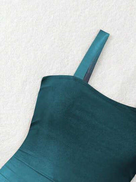 Swim Vcay بدلة سباحة أنيقة للنساء من قطعة واحدة مع تصميم مجعد أومبري وأشرطة عريضة، بتصميم مخفف للحجم