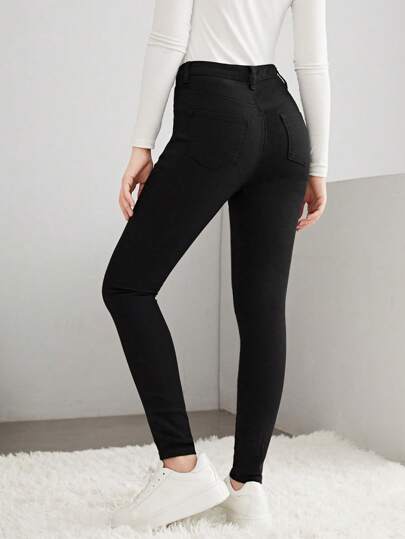 SHEIN بنطلون جينز عاري الكاحل للبنات المراهقات الربيع/الصيف العارض