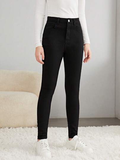 SHEIN بنطلون جينز عاري الكاحل للبنات المراهقات الربيع/الصيف العارض
