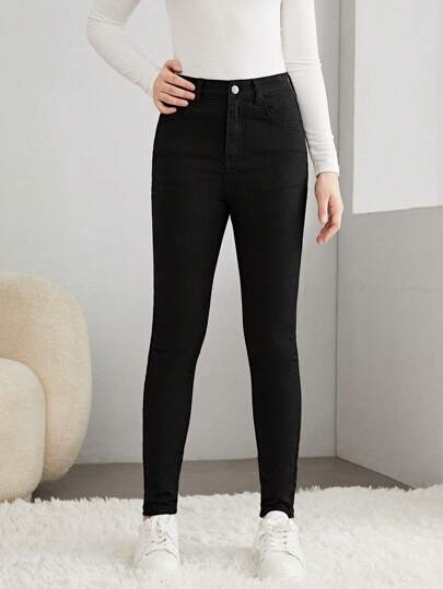 SHEIN بنطلون جينز عاري الكاحل للبنات المراهقات الربيع/الصيف العارض
