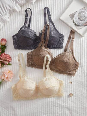 DesireSculpt طقم من 3 قطع ملابس داخلية نسائية مثيرة بتصميم أدنى الحد مع مساند داخلية، ملابس داخلية رومانسية فرنسية