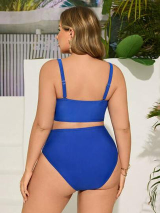 SHEIN Swim Curve حمالة بكيني ذهبية حجم كبير + أسفل عالي الخصر