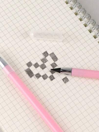 1/10 قلم رصاص وردي أبدي، لا يحتاج لشحذ، قلم أبدي لا نهاية له، قلم كاواييت لا نهاية له ، لوازم فنية مضادة للتزوير بطرف ممحاة