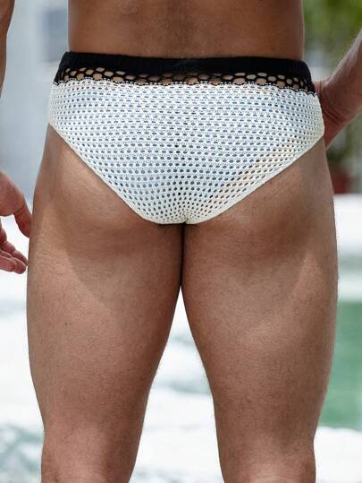 Manfinity Swimmode ملابس سباحة رجالية بتصميم مفرغ ملون، بدلة سباحة للرجال، ملابس سباحة للرجال، ملابس سباحة رجالية، ملابس سباحة للرجال، ملابس داخلية سباحة للرجال
