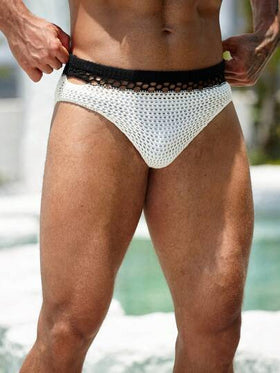 Manfinity Swimmode ملابس سباحة رجالية بتصميم مفرغ ملون، بدلة سباحة للرجال، ملابس سباحة للرجال، ملابس سباحة رجالية، ملابس سباحة للرجال، ملابس داخلية سباحة للرجال