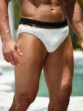 Manfinity Swimmode ملابس سباحة رجالية بتصميم مفرغ ملون، بدلة سباحة للرجال، ملابس سباحة للرجال، ملابس سباحة رجالية، ملابس سباحة للرجال، ملابس داخلية سباحة للرجال
