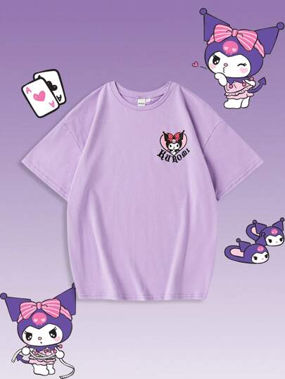 تيشيرتات بناتي HELLO KITTY AND FRIENDS |  قميص تي شيرت قصير الأكمام بياقة دائرية للفتيات مع رسوم كرتونية