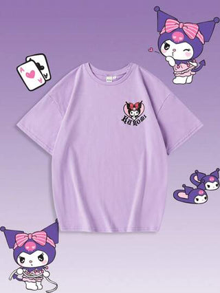 تيشيرتات بناتي HELLO KITTY AND FRIENDS |  قميص تي شيرت قصير الأكمام بياقة دائرية للفتيات مع رسوم كرتونية