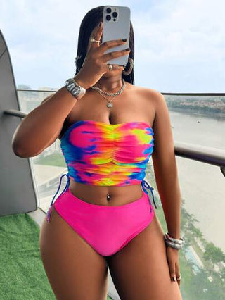 Slaydiva طقم بكيني أنبوبي بمقاسات كبيرة قطعتان ، ملابس بسيطة لنساء الصيف يومية لإطلالة في العطلات على الشاطئ