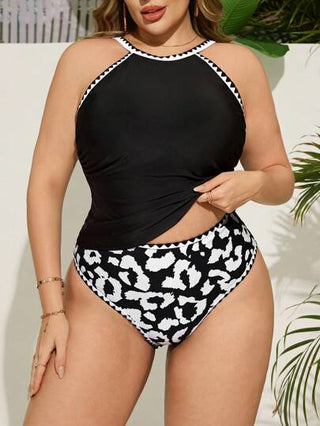 Swim Lushoire مجموعة بيكيني المرأة بحجم إضافي نمط الخزان، ملابس السباحة المبسطة والكاجوال للعطلات الشاطئية