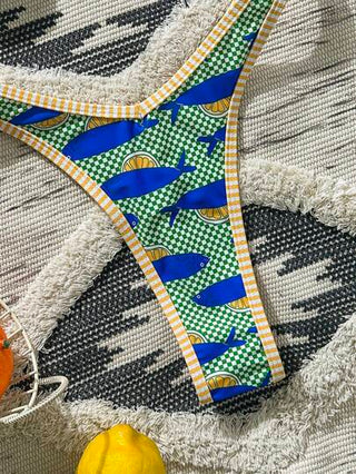 Swim Vcay مجموعة بكيني مثلث جذاب للنساء، بطباعة سمكة، ملابس سباحة عطلة شاطئية عادية، مجموعة من قطعتين، مناسبة لأعياد الصيف والاحتفالات الوطنية في الرابع من يوليو