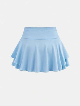 SHEIN تنورة رياضية صغيرة بلون أساسي للزي الكاجوال الشارعي للفتيات المراهقات