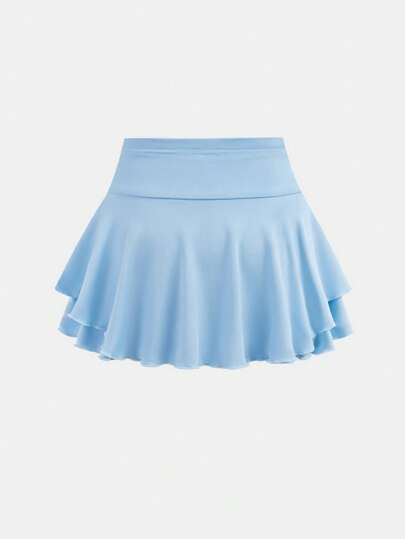 SHEIN تنورة رياضية صغيرة بلون أساسي للزي الكاجوال الشارعي للفتيات المراهقات