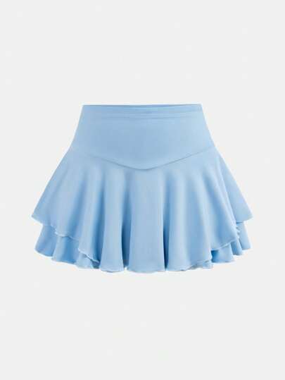 SHEIN تنورة رياضية صغيرة بلون أساسي للزي الكاجوال الشارعي للفتيات المراهقات