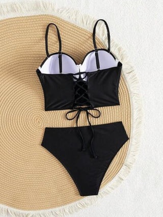طقم تانكيني حريمي Swim Basics مجموعة بذلة سباحة تانكيني 2 قطعة ، سوليد كولور، تحكم في البطن، ستيرا سفلي وأعلى دائري
