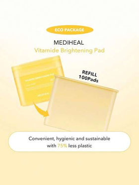 Mediheal 100 قطعة/180 مل/6.08 أونصة سائلة، وسادات قطنية مرطبة ومنعشة بالفيتامينات، شفافة وخفيفة الوزن، بيضاء لبنية، قطن مبطن، طبقة مرنة، امتصاص في 10 ثوان، خالية من البقايا، محكمة الإغلاق الصحي، للعناية بعد التعرض للشمس، ضروري لحقيبة الرياضة، أساس المكياج