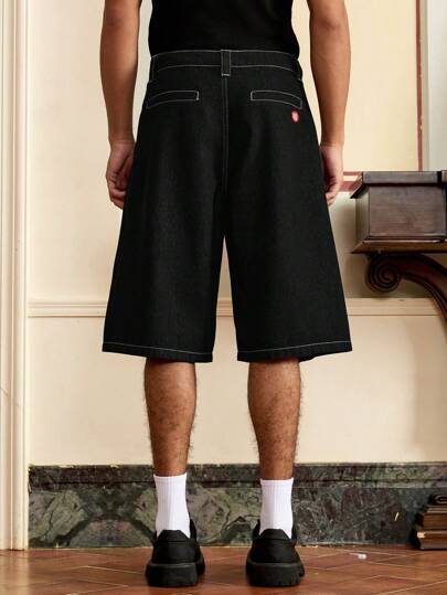 SWAVVY بنطلون رجالي كاجوال أساسي بفتحة واسعة بطيات خام بقصة متوسطة