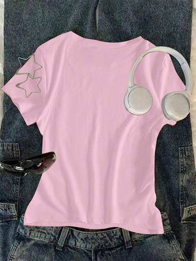 تيشيرتات بناتي قميص T-shirt لفتيات المراهقات بطبعات زهرية وردية عصرية وكاجوال، مناسب للارتداء في الصيف
